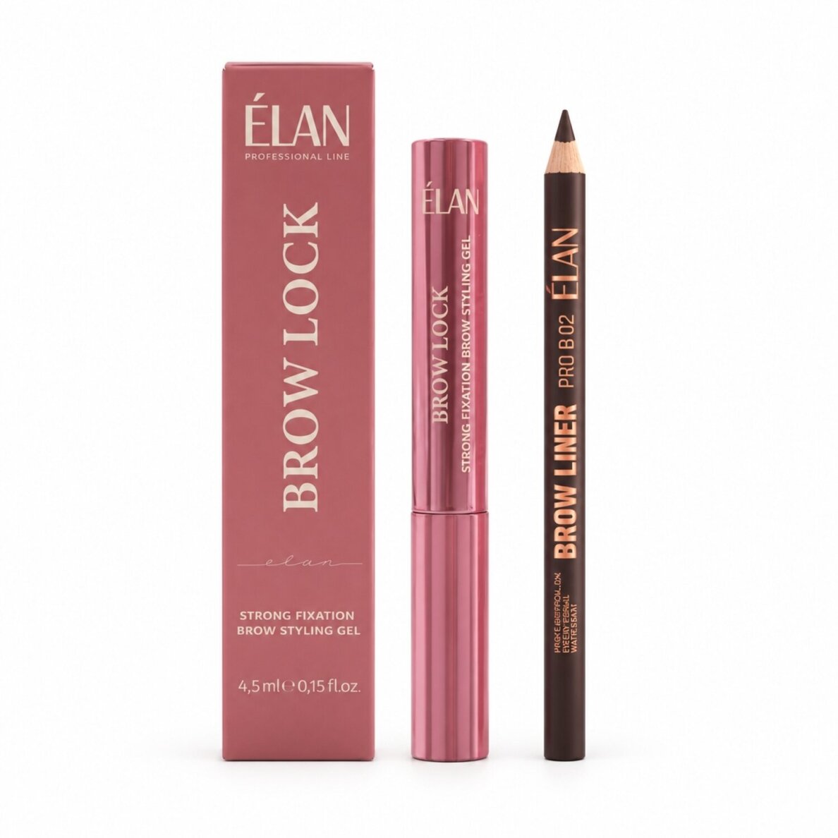 ELAN ANTAKIŲ RINKINYS: pieštukas Brow Liner Pro Dark Brown + gelis Brow Lock 1 ELAN ANTAKIŲ RINKINYS: pieštukas Brow Liner Pro Dark Brown + gelis Brow Lock 1