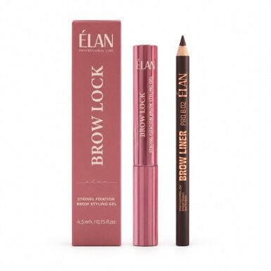 ELAN ANTAKIŲ RINKINYS: pieštukas Brow Liner Pro Dark Brown + gelis Brow Lock ELAN ANTAKIŲ RINKINYS: pieštukas Brow Liner Pro Dark Brown + gelis Brow Lock