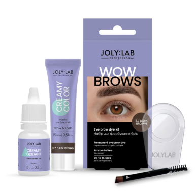 JOLY:LAB Wow Brows antakių dažymo rinkinys, 3.7 tamsiai ruda spalva JOLY:LAB Wow Brows antakių dažymo rinkinys, 3.7 tamsiai ruda spalva