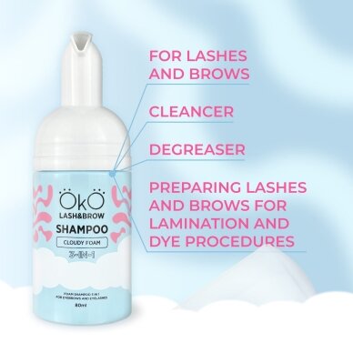 OKO antakių ir blakstienų šampūnas, OKO Cloudy Foam 3 in 1, 80 ml 1